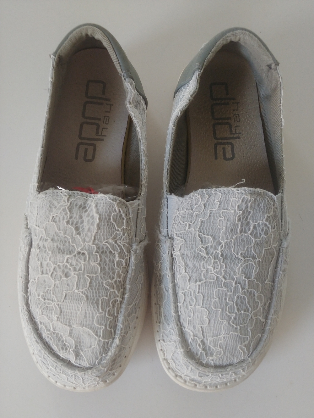 Hey Dude Lena Lace Azur Slip-On Shoes in Light Blue Size 8